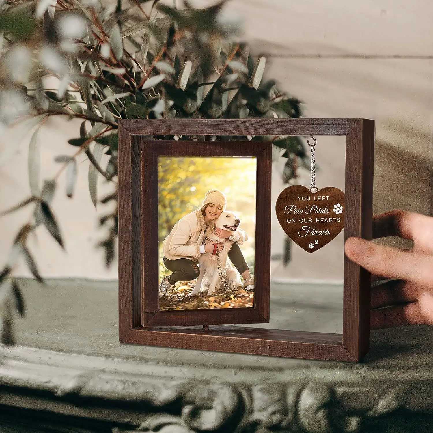 Dog Rotating Pet Commemorative Gift Wooden Double-sided Photo Frame Table Decoration L251110 H260306