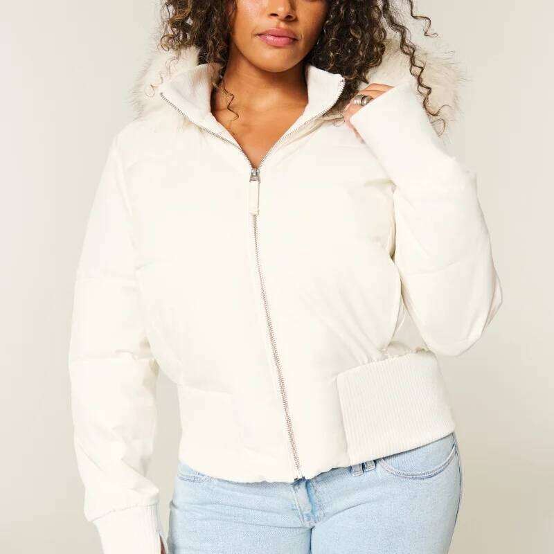 Chic Fur Collar Hooded Women's Cotton Jacket Solid Zipper Slim Waist Pocket Warm Thick Coat Winter Autumn Female Outerwear