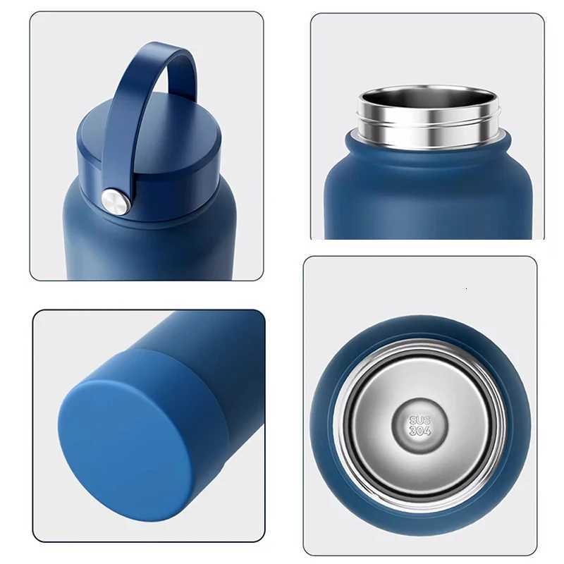 Fashionable cup 650/1000/1150ml Cute Thermos Bottle Large With Handle Stainless Steel 304 Thermal Cup Portable Sport Water Bottle Gift Y251110