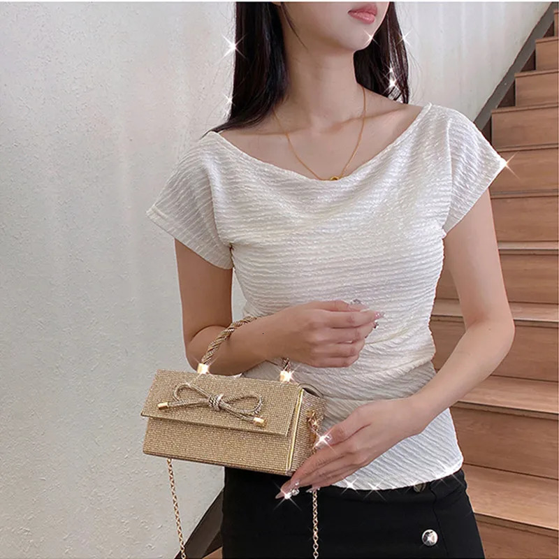 2025 Women Wedding Square Box Full Diamond Handbags High-end Rhinestone Bow Evening Clutch Bag Shiny Crossbody Bag R251110