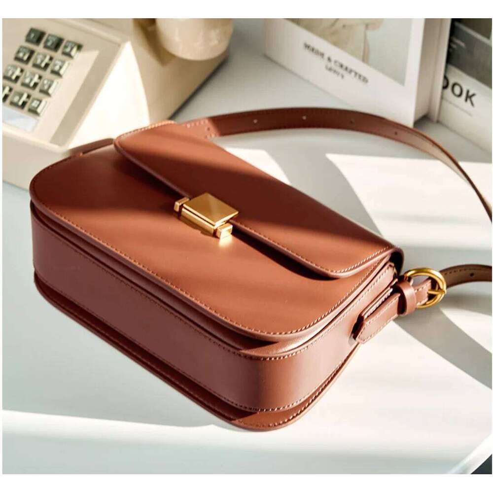 Classic Box Hobo Shoulder Cowhide Genuine Leather Women Vintage Fashion Large-Capacity Commuting Shopping Slant Bag St251110