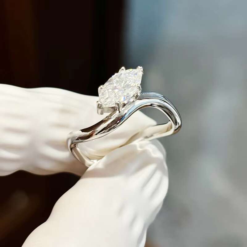 8 Adodo Hot Sell Anti Tarnish Jewelry 1Carat S925 Sterling Silver Marquise Cut Six-claw Diamond Ring Moissanite for Women