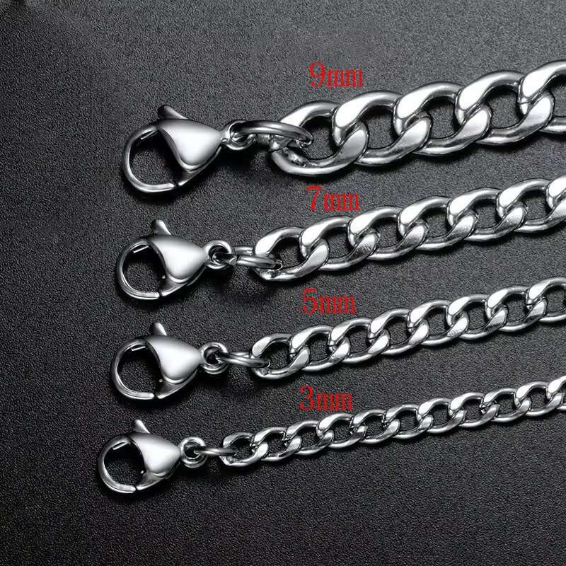 Made of long metallic sier, matte and sold at low prices. Women's stainless steel necklace, Cuban men's chain