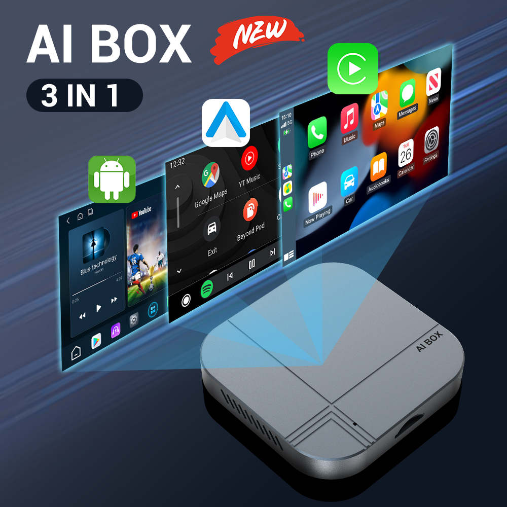 Kowankit 3in1 Wireless Carplay Android Auto AI Box,Plug & Play Fits Cars From IPhone IOS 10+ & Android 11+,Android 12 4+32GB 5G GPS WiFi HD,Support An