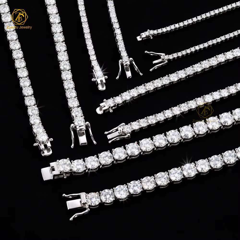 14k gold 2mm 3mm 4mm 5mm HTHP laboratory grown tennis necklace chain