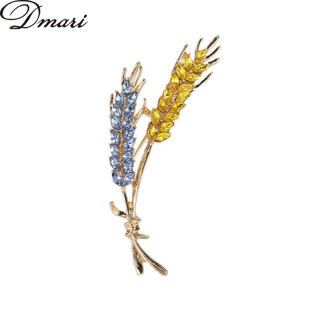 Dmari Women Brooches Korean Fashion Style 3-Color Rhinestone Ear of Wheat Lapel Pins Luxury Jewelry Accessories For ClothingW251110