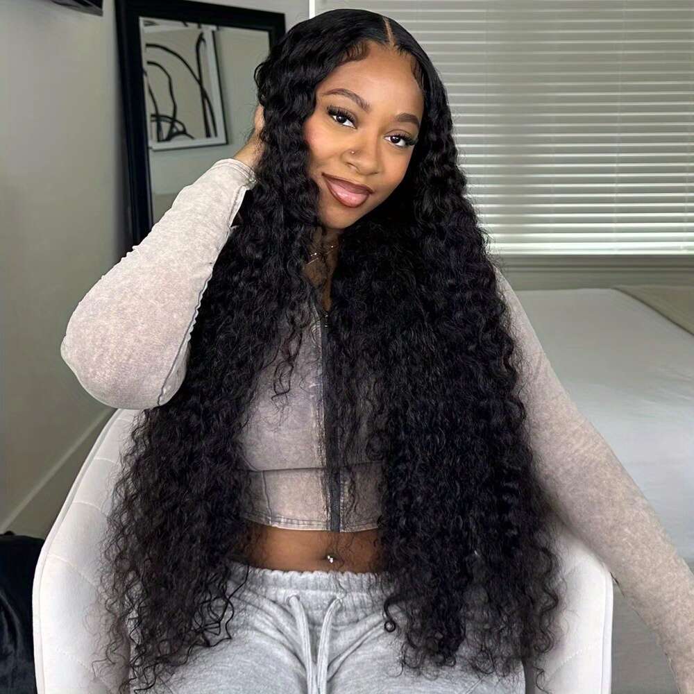 100% Unprocessed Brazilian Virgin Human Jerry Wave 13X4 Lace Frontal With Full Edges & Baby Black Deep Kinky Wet And Wavy Look Curly Style For Women, 