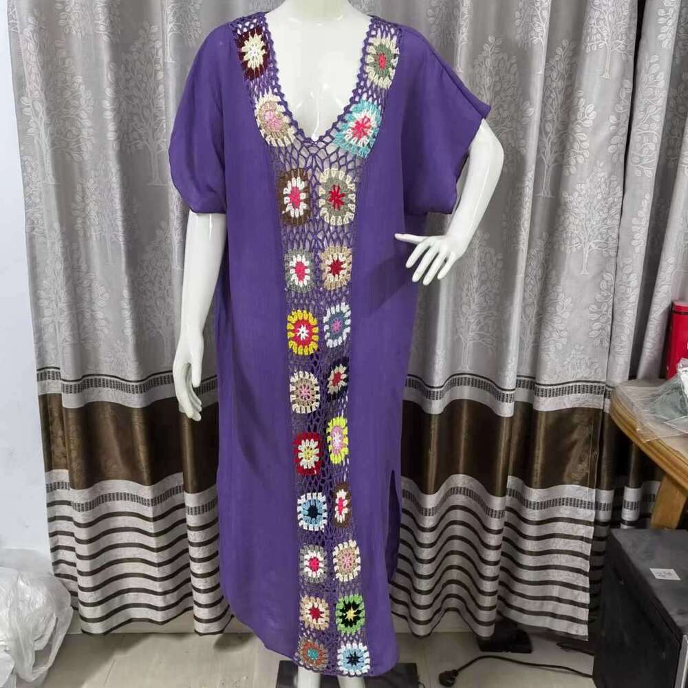 New hand hook wer spliced beach cover, elongated hollow out fashionable loose sun protection long skirt, 2025 new casual fashion trend clothing