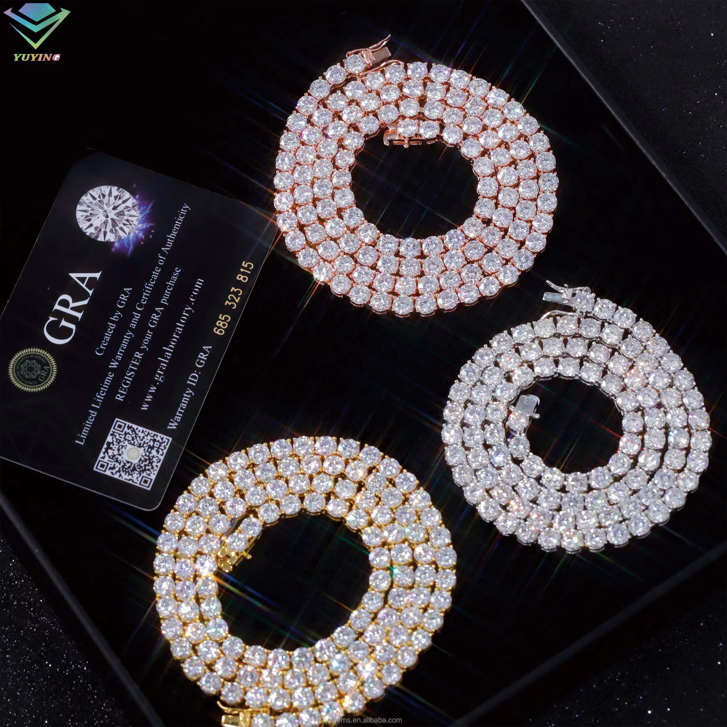 Hot Sale Pass Diamond Test 2mm-6.5mm Moissanite Gold Plated S925 Sterling Silver Women Men HipHop Diamond Necklace Tennis Chain
