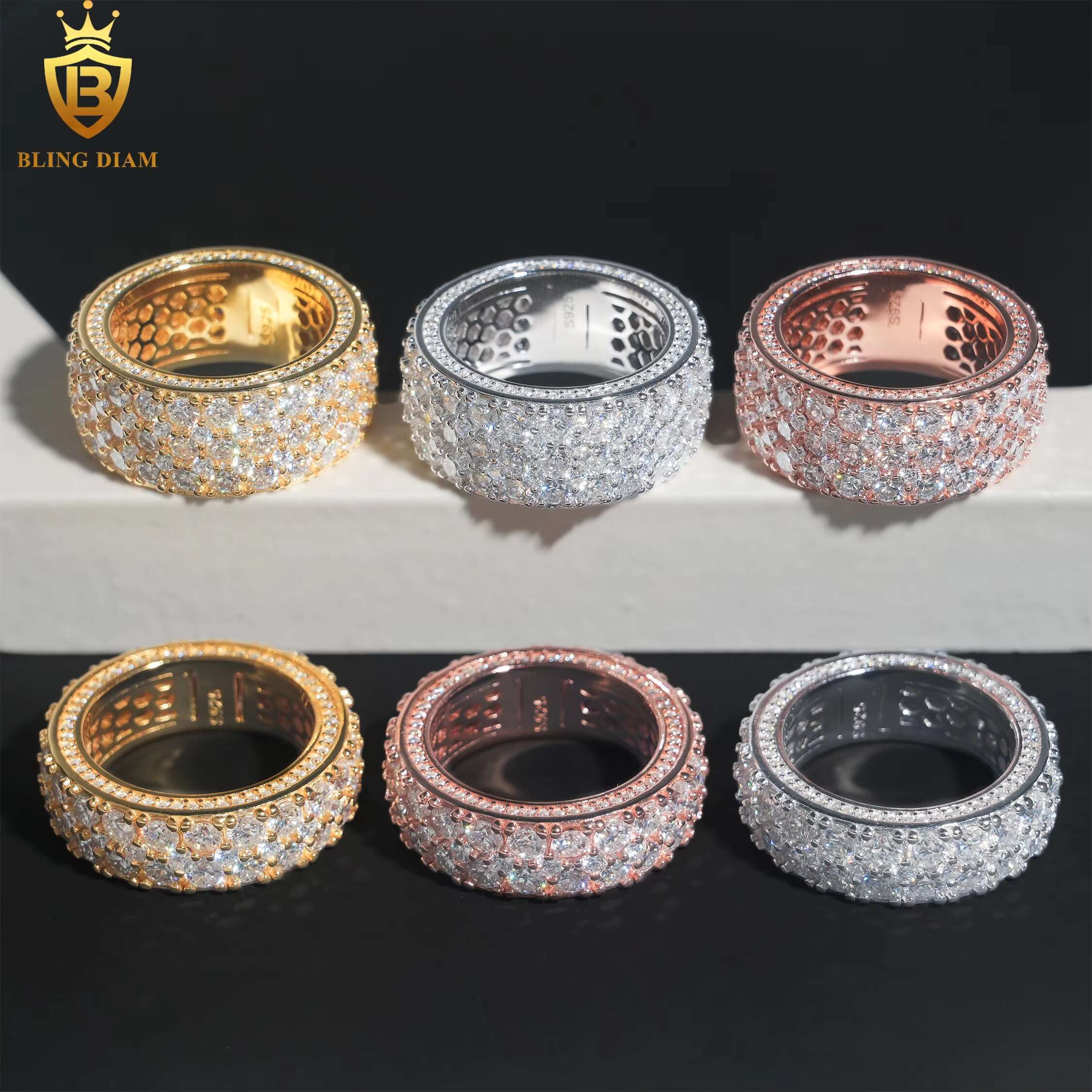 Hip Hop Style Jewelry 925 Sterling Silver Men Women Rings With Vvs Moissanite Iced Out Diamond Gra Certificate