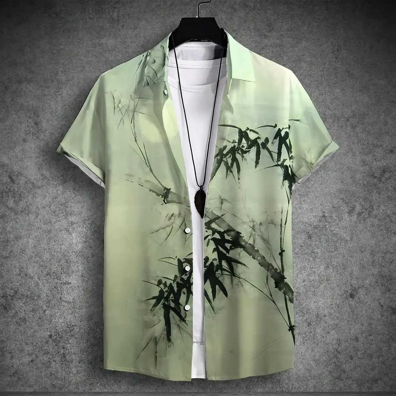2024 new mens short sleeved shirt with Chinese style printed mens Hawaiian collar top large casual and comfortable mens shirt X250410