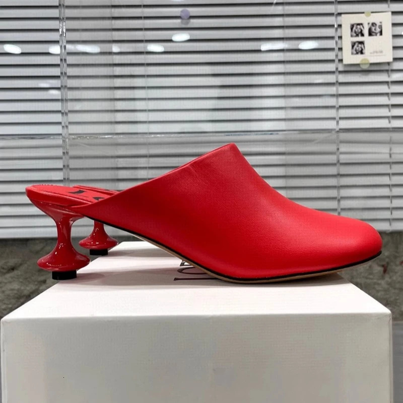 Square Toe Elegant Womens Slide Fad Boots Leather Sandals Mule Shoes Trendy Spring Dress 250410