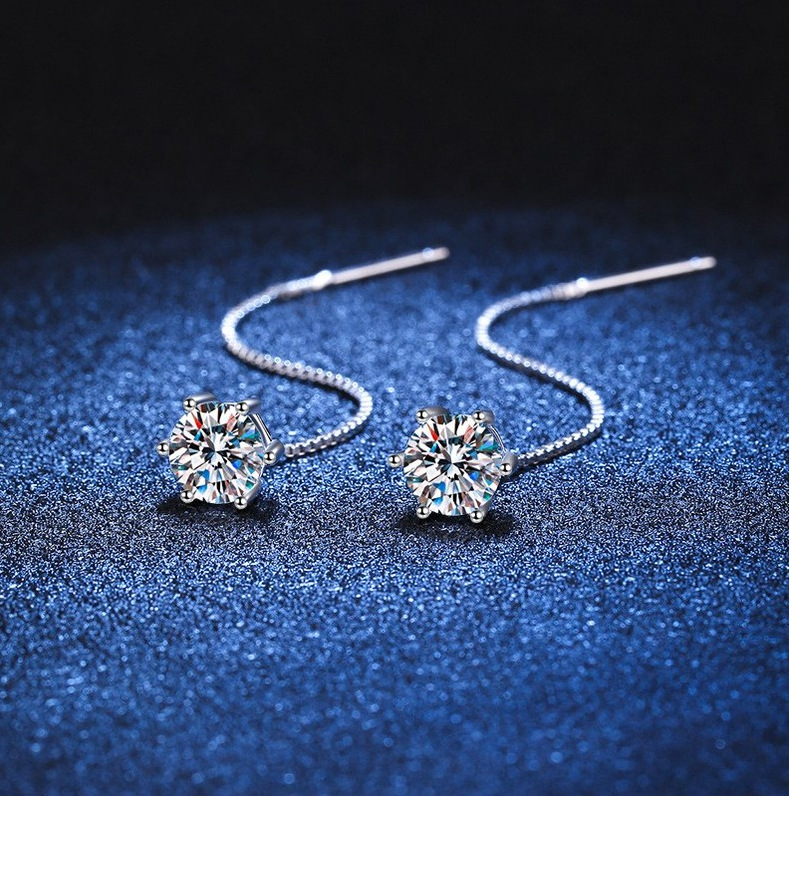 Choucong Classical Six Claw Lab Moissanite Diamond Dangle Earrings Simple Fashion Jewelry 925 Sterling Silver Round Zircon Women Wedding Long Line Ear