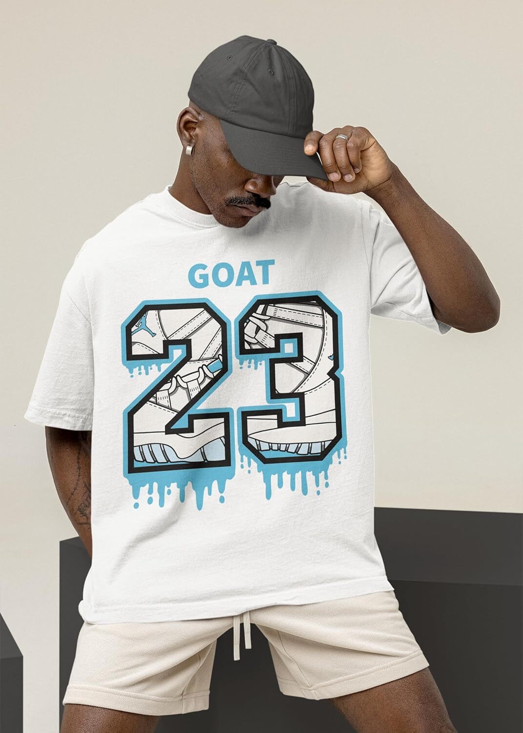 T shirt for Mens AJ 11 Legend Blue 11s Retro Shirt, Number 23 Goat, Shirts Match Sneakers.png 2D Sneaker Graphic Tee Casual Tops Clothes Short sleeve