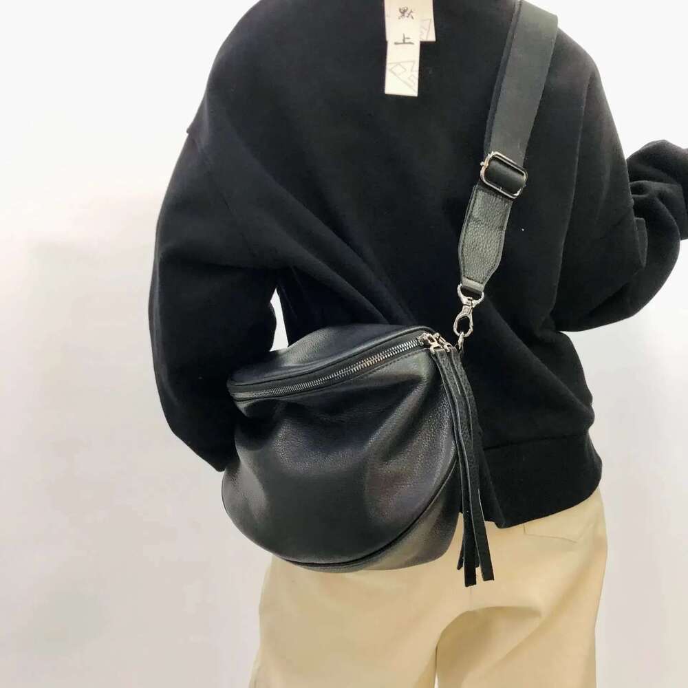 Leather Cowhide Saddle Chest Large Capacity Shoulder Crossbody Bag Canvas Purse