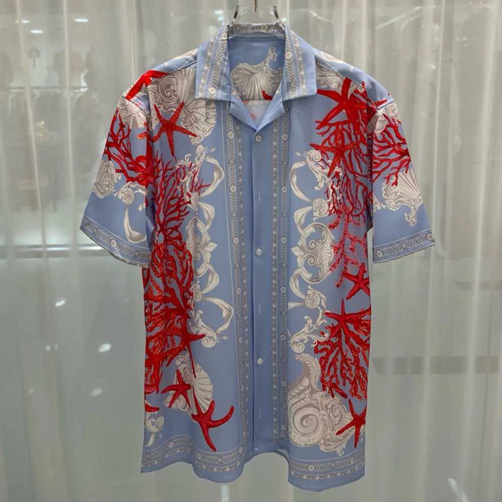 2024 Spring/Summer New Fashionable Casual Youth Popular Travel Digital Printed Mens Short sleeved Shirt X250410