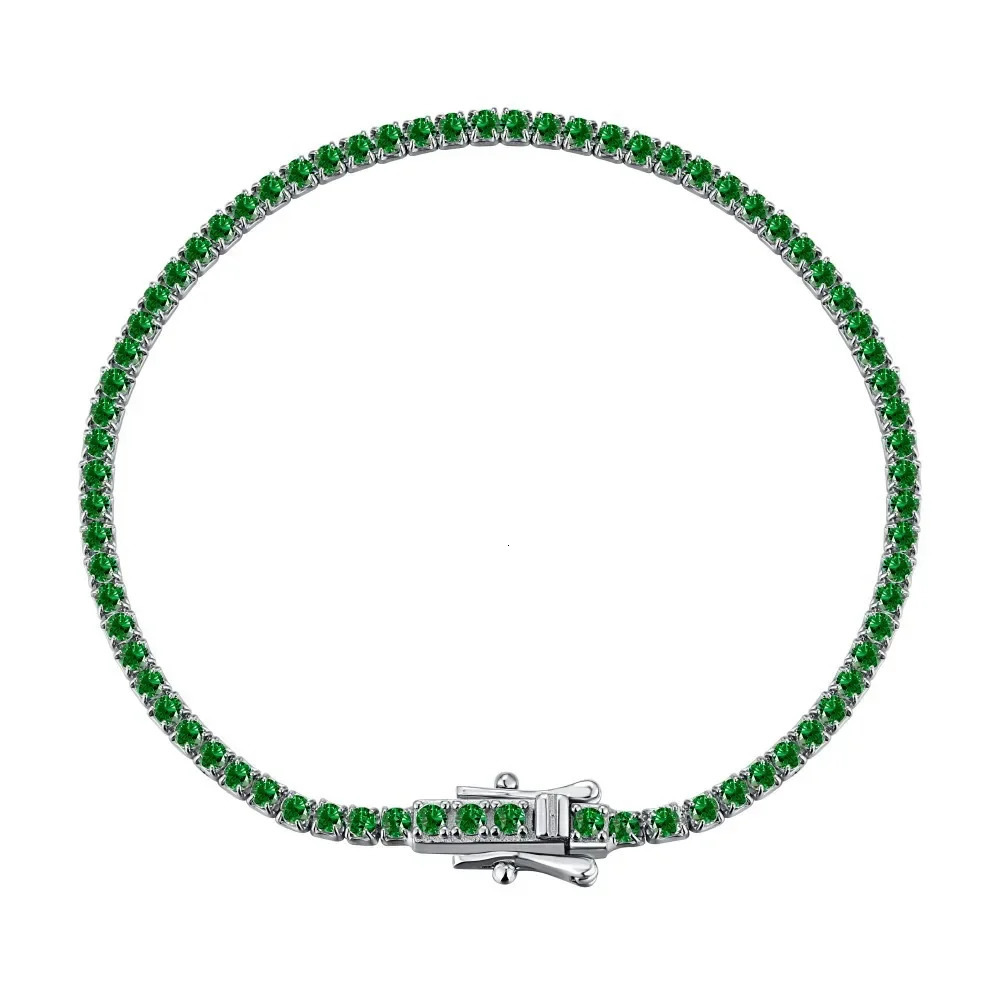 Shop 925 Sterling Silver Lab Sapphire Emerald Ruby High Carbon Diamonds Gemstone Tennis Chain Bracelet Bangle Fine Jewelry 250408