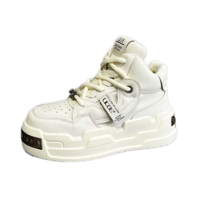 2025 High-End Casual Men's Simple Solid Color White Shoes Leather Soft Sole Comfortable Lightweight Sneakers