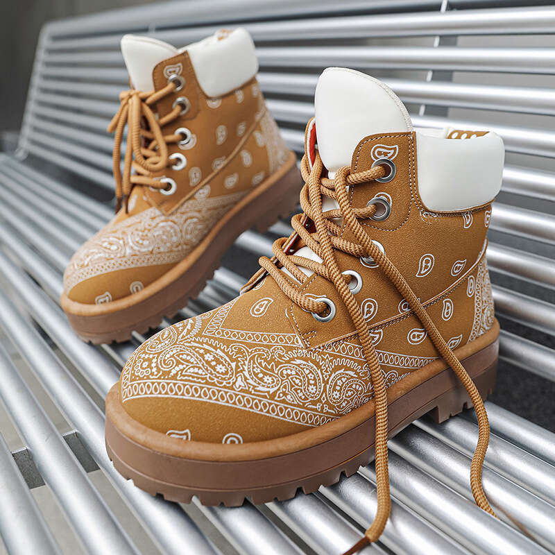 European Brand Men's Yellow Versatile Height-Increasing Casual Autumn Winter Niche High-Top New Martin Boots YZ10