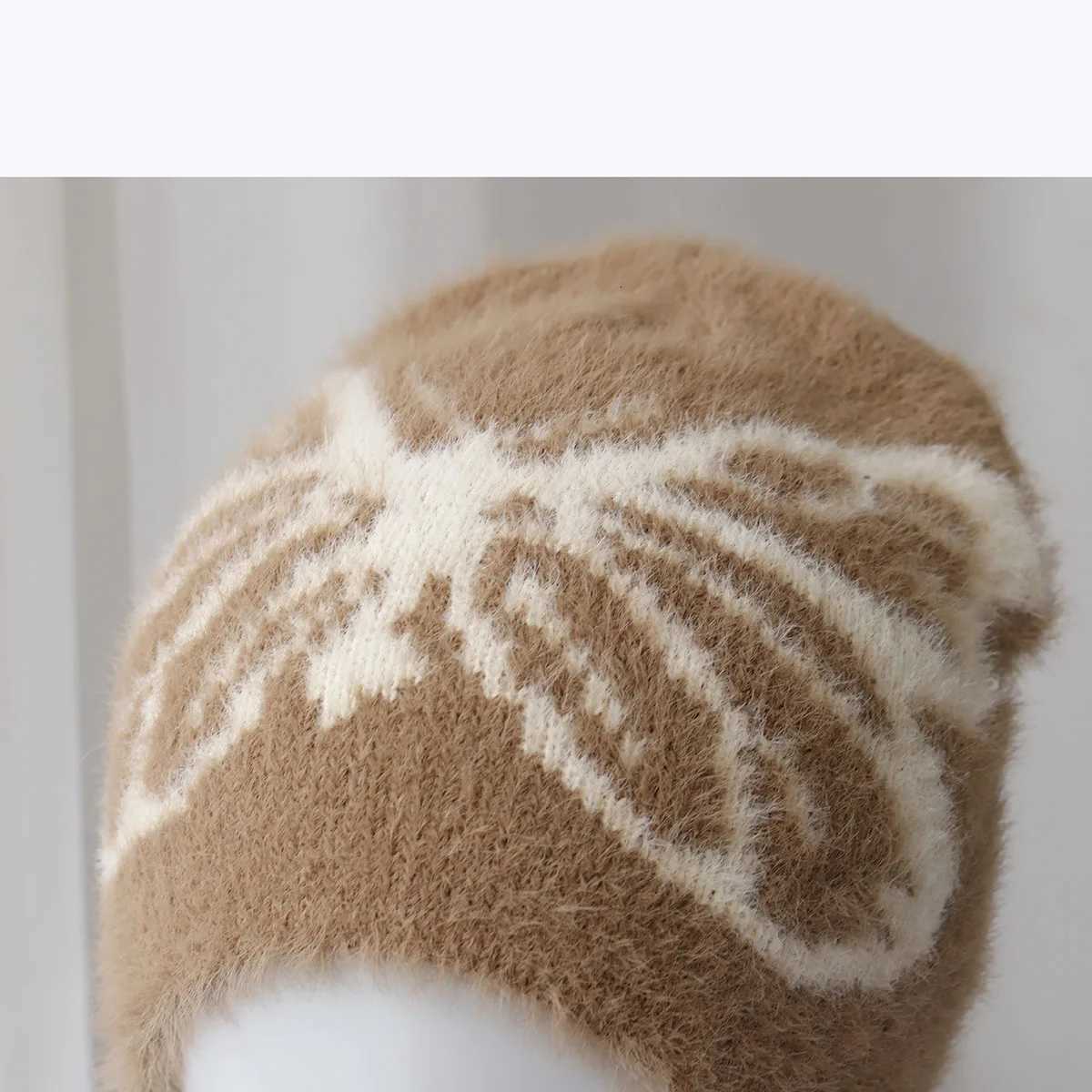 2024 new y2k bow pattern Beanies Hat Men Winter Autunm Warm Knitted Bonnet Cap Soft Skullies Beanies Caps Boys GiftsXJ251110