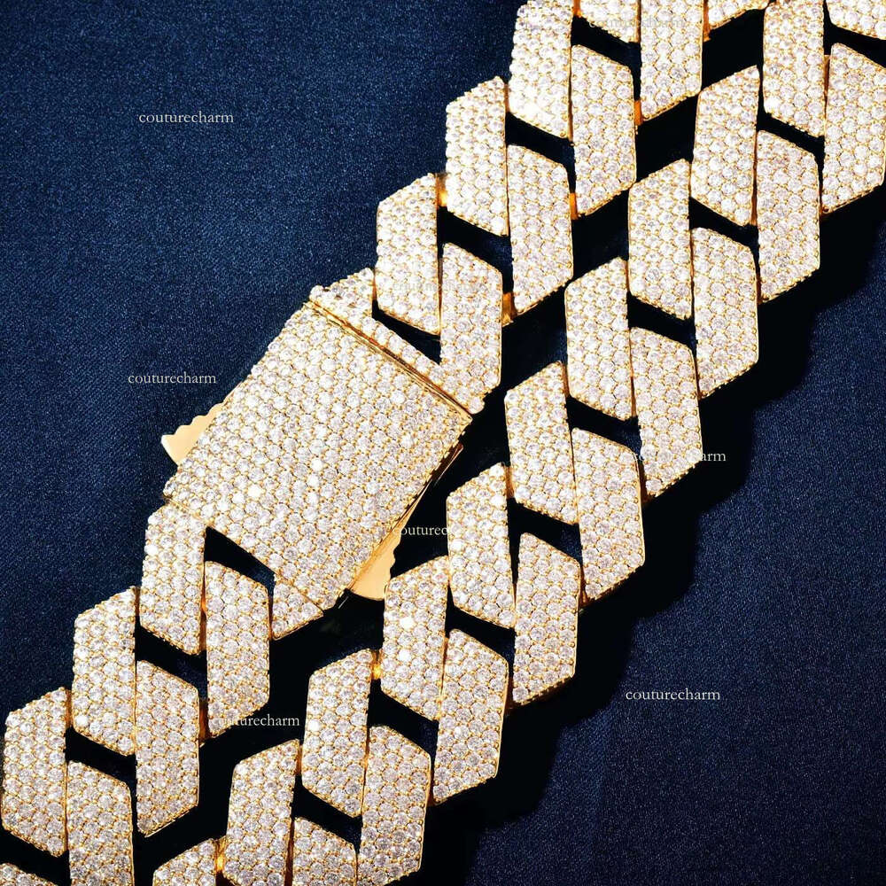 Wholesale 20mm Rhombic k Bracelet Necklace Gold Brass Iced Bg Cubic Zircon Dia Miami Cuban ks Chain Jewelry