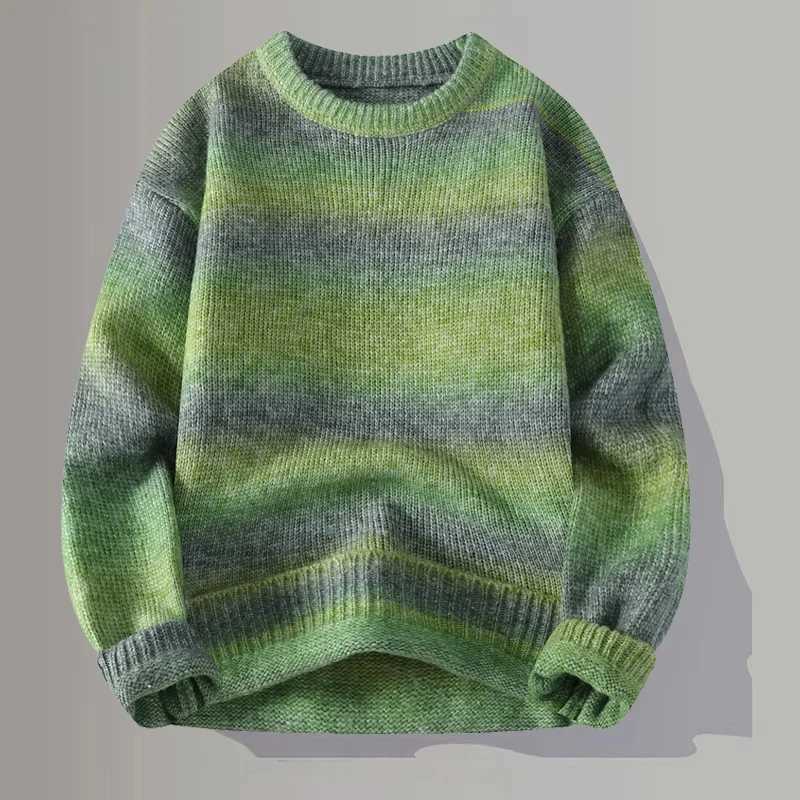 New Gradient Knitted Sweater Winter High Quality Mens Harajuku Style Christmas Sweater 2025 Thick Warm Mens Hoodies R251110