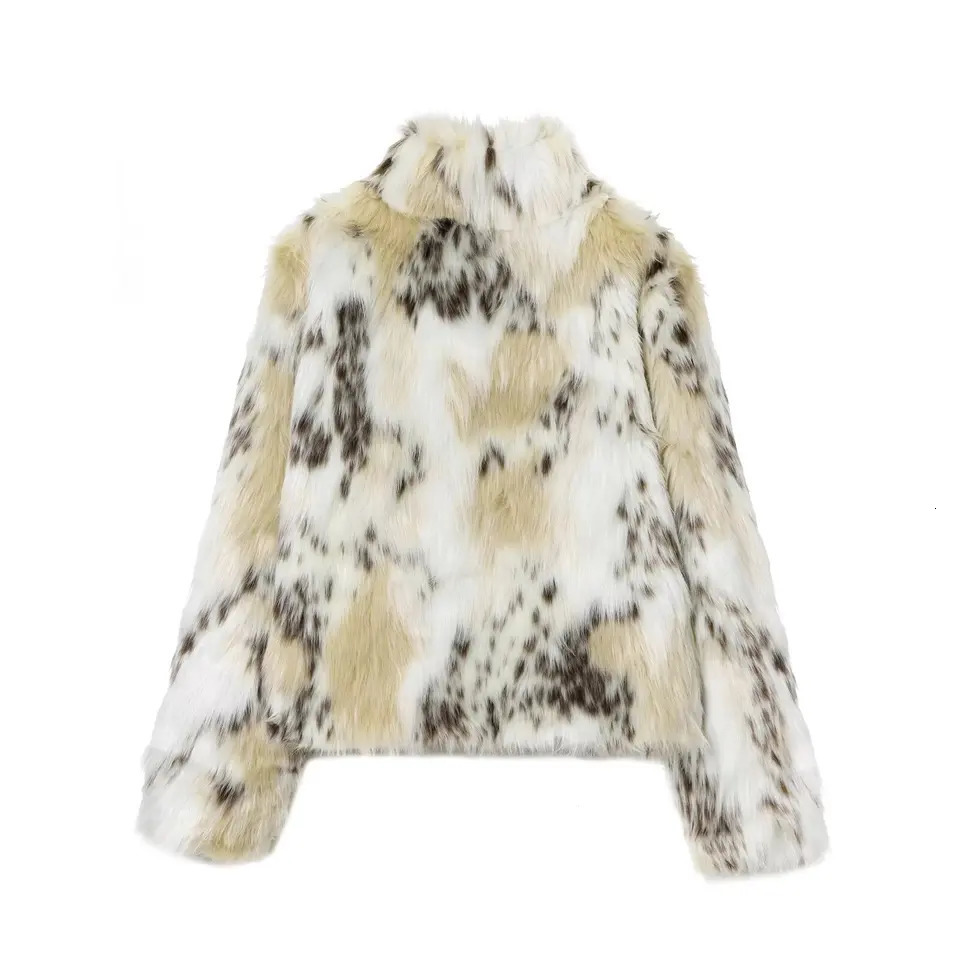 KONDALA Casual Leopard Faux Fur Jackets Women Long Sleeve Buttons Loose Fashion Autumn Winter Thick Warm Outwears 251110