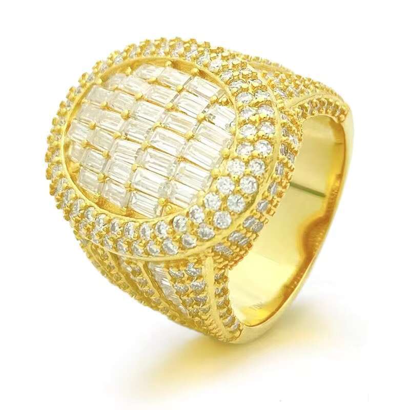 Luxury 925 Sterling Silver Ring Gold Plated Moissanite Engagement Rings Jewelry Women Men