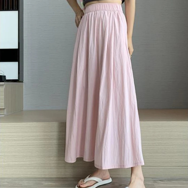 Summer Womens Fashion Ruched Skirts High Waist Casual Chiffon Dress for Girls Almond Black Pink Grey SizeSXXL 250410