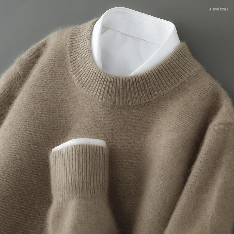 Men's Sweaters "Men's Pure Mink Cashmere Thickened Knit Sweater Winter Warm Semi-Turtleneck Pullover Casual Long Sleeve Clothing