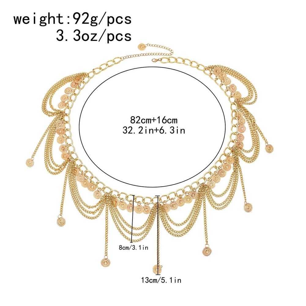 New Fashion Belly Dance Waist Chain Elegant Golden Coin Tassel Waist Necklace Leather Chain Jewelry Belt X250410