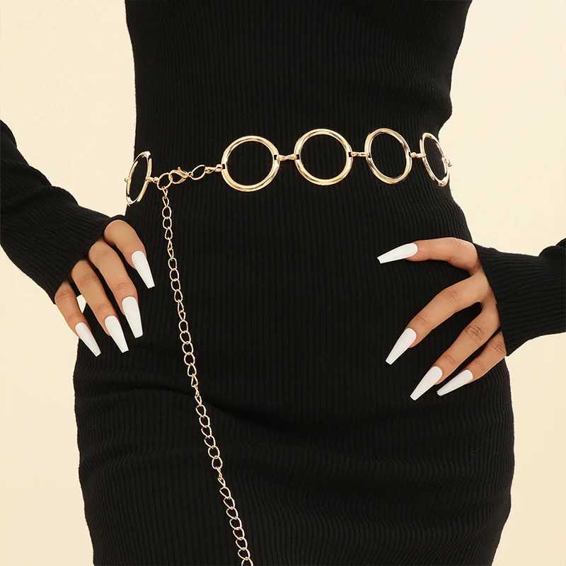 New metal round chain waist belt suitable for warm gold silver round waist chain Fem girl adjustable thin waist belt dress accessories X250410