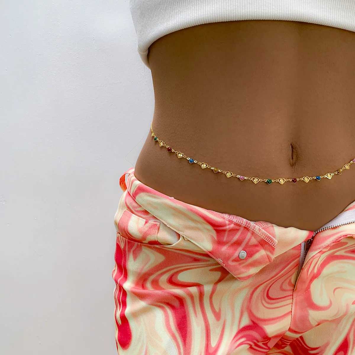 Summer Accessories Versatile Colorf Oil Drop Bead Chain Body Chain Bohen Poetic Love Waist Chain Body Chain X250410