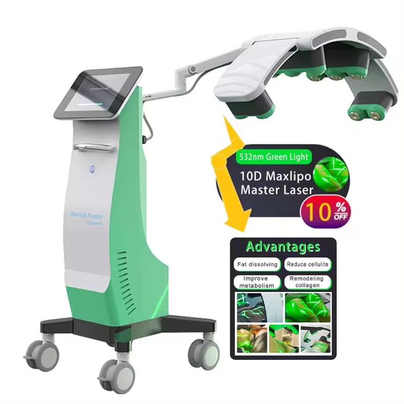 10D Maxlipo 532nm Green Light Lipo Laser Slimming Lipolaser Non-invasive 532nm Laser Green Light Fat Removal 10d 532nm Diode Laser Lipolaser Slimming