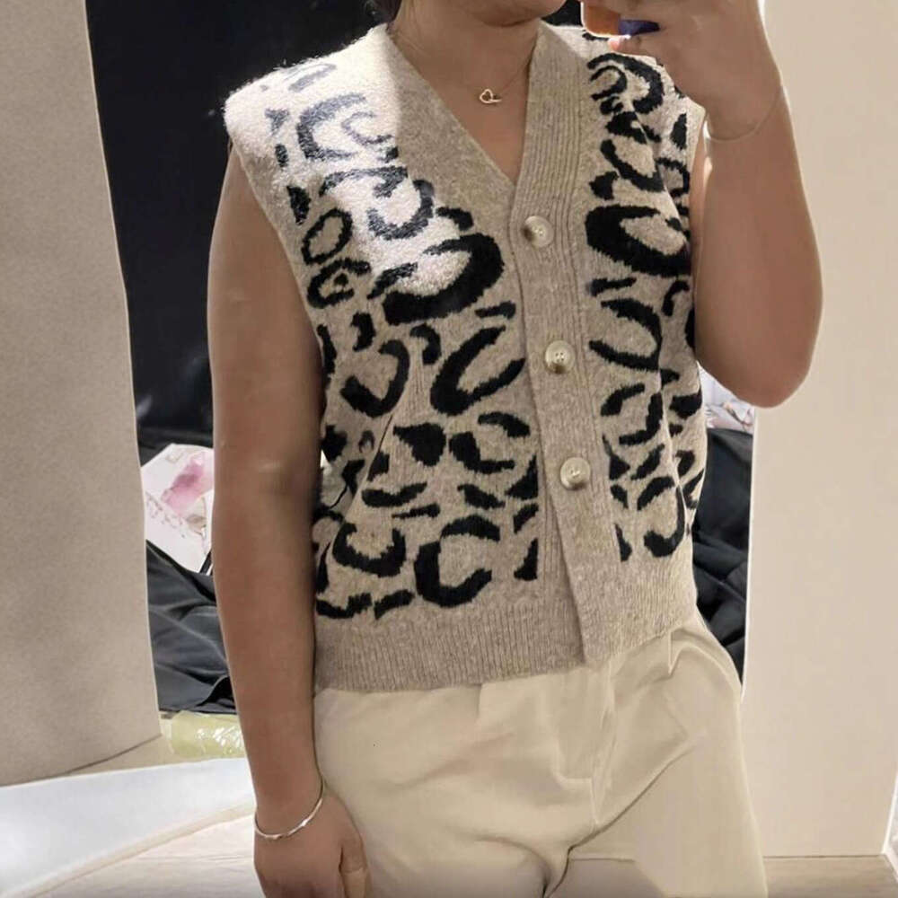 Amazon Cross-Border European and American Autumn Winter New Women's V-Neck Single-Breasted Loose Versatile Knitted Sweater Vest