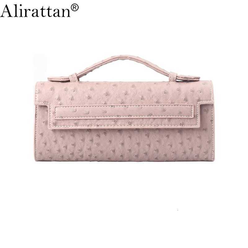 Alirattan New Ostrich Pattern Handbag for Women Fashion Design Embossed Ostrich Pattern Portable Clutch Bag Luxury Travel BagW251110