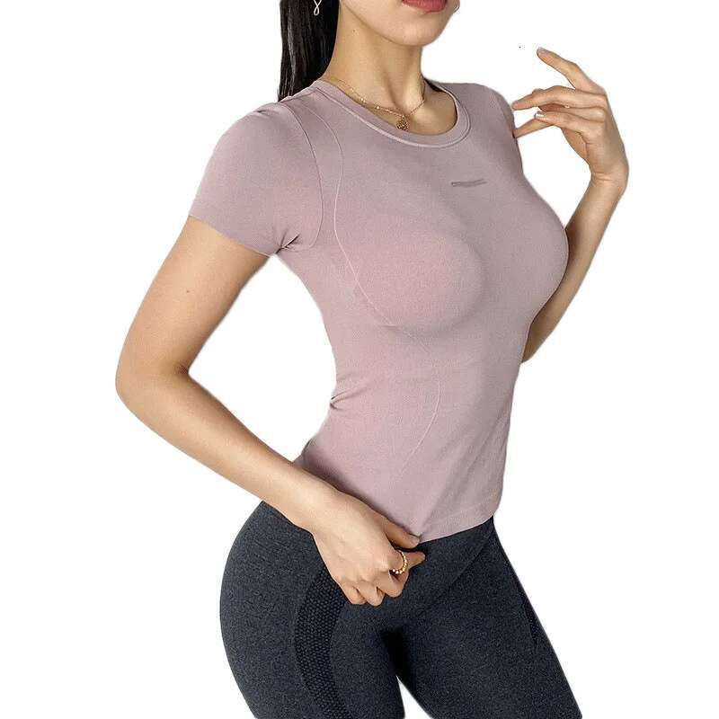Aiithuug Yoga Short Sleeve Quick Dry Gym Shirts S-Shaped Waist Es Top Stretch Breathable Daily Sports Tennis Golf Tops