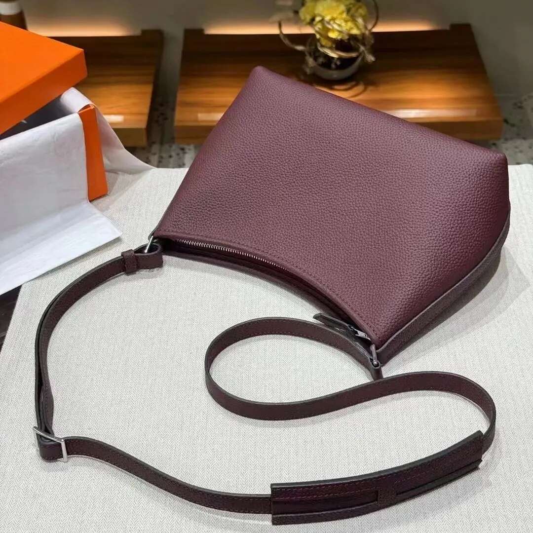 Brand Design Fashion Lychee Pattern Genuine Leather Bucket Bag 2024 High Quality Cowhide Shoulder Handbags For Women