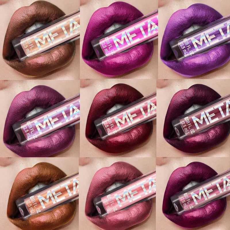 Glitter Metallic Liquid Lipstick Waterproof Shiny Shimmer Metal Lip Gloss Tint Non-Stick Cup Lipgloss Long Lasting Makeup BeautyT251110