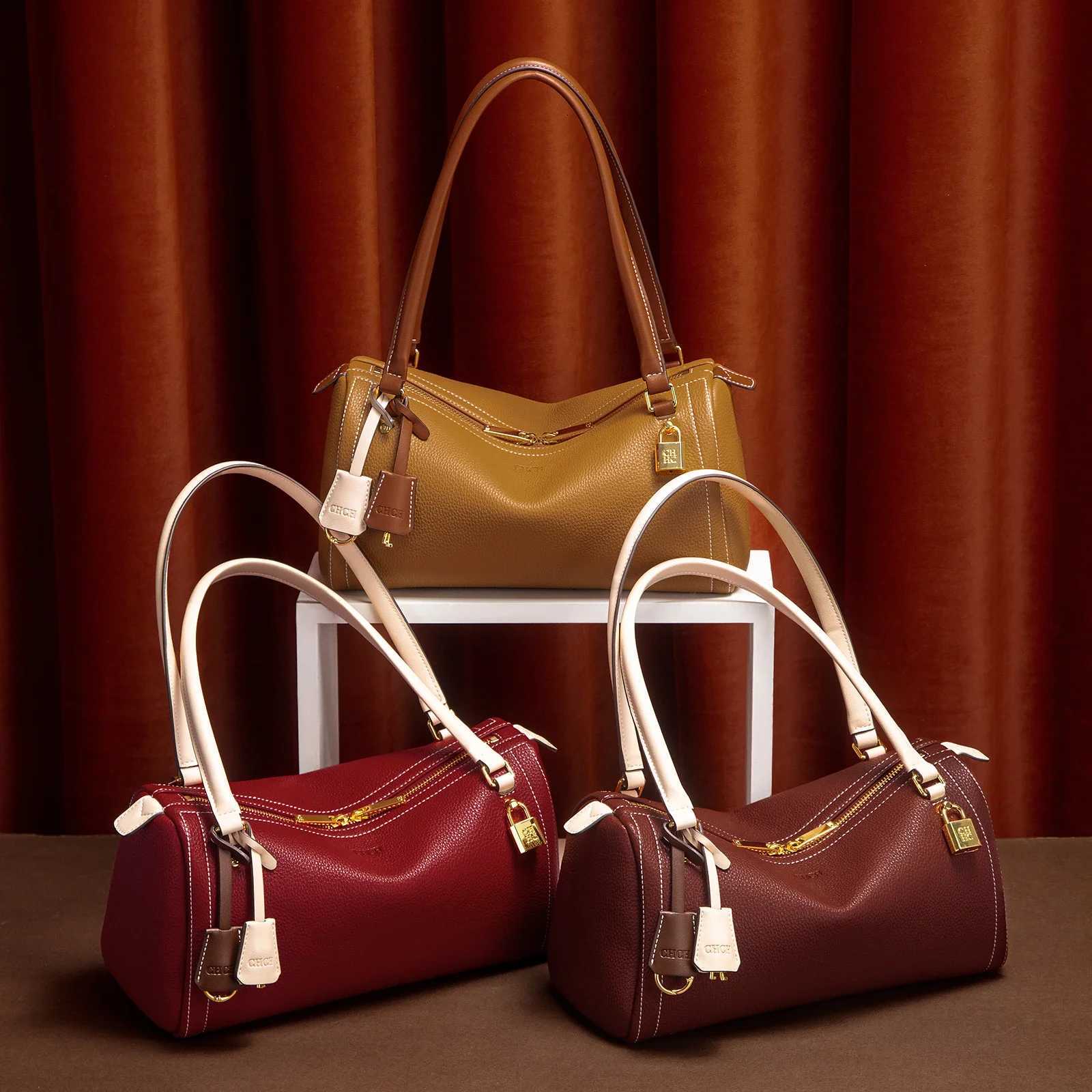 C-H Shoulder Bag Womens Boston Bag Autumn New Simple Brown High Quality Texture Handbags K251110