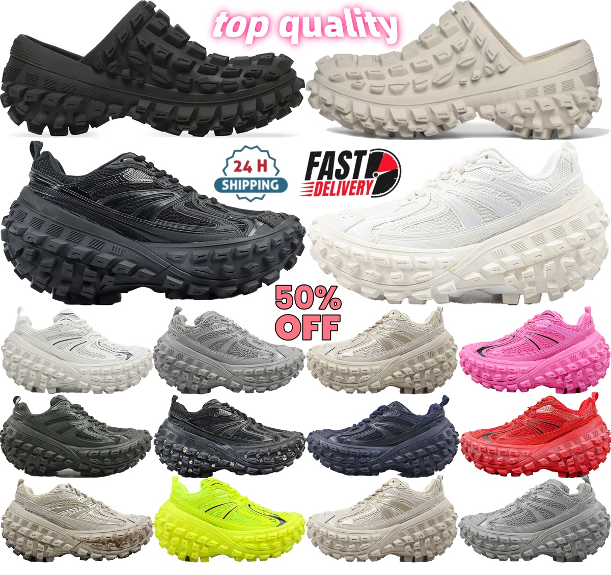 luxnuy designer defender men women Paris slippers rubber material Tire slipper outdoors leisure Non-slip wear-resistant fashion beach sandal multi-functional 36-46