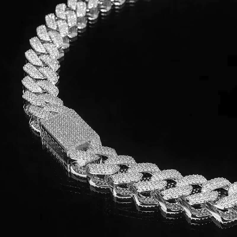 Unisex men's 14k/gold-plated hip-hop style zircon sier Miami Cuban chain necklace