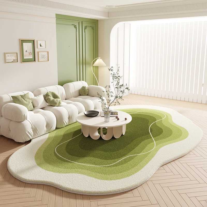 Cream Style Bedroom Decor Carpet Irregular Shapes Carpets for Living Room Thick Anti-slip Bedside Floor Mat Home Fluffy Soft Rug Y251110