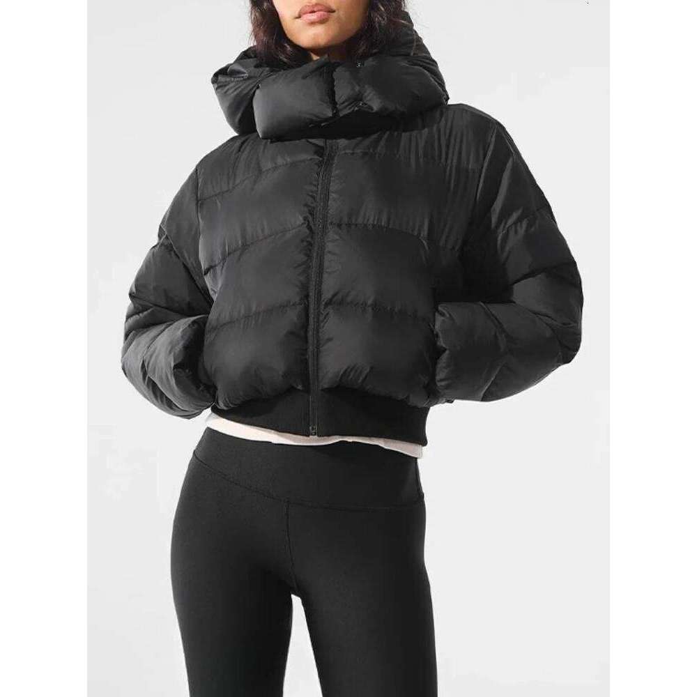 Winter Thicken Warm Classic Neck Hooded Black Cotton Jacket American Style Retro High Street Coat Women