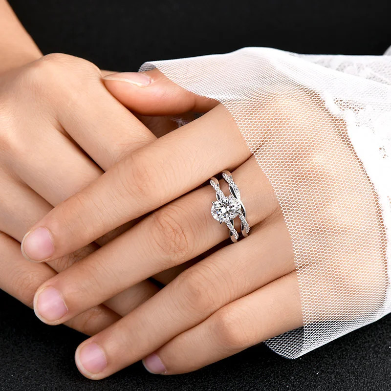 OXTAO 7x9mm 20 Carat Oval Cut Engagement Ring Set 925 Sterling Sliver Wedding Promise Bands Jewelry for Women 251103