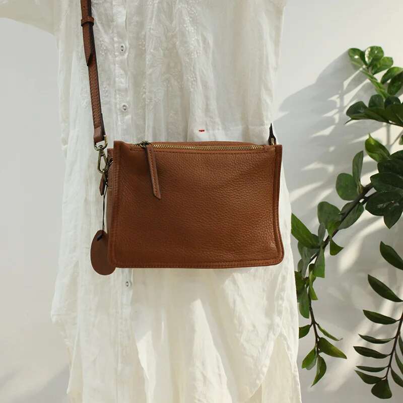 Brand Designer Handbags Small Women Genuine Leather Flap Shoulder Bag Casual Three-Layer Zipper Ladies Crossbody Bags Female