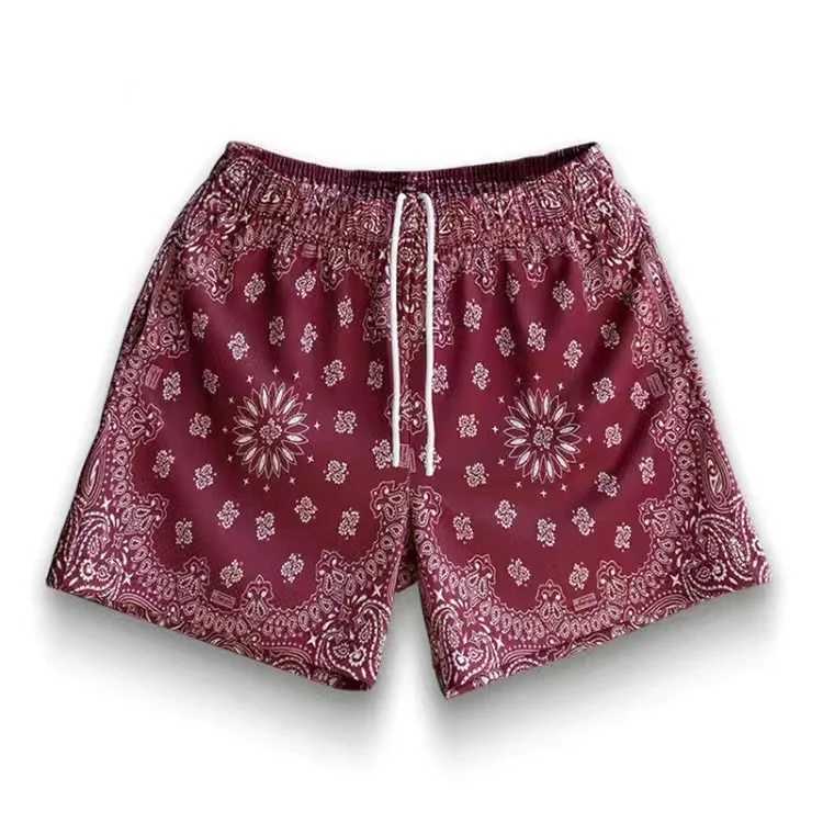 Paisley shorts summer pants beach sports basketball hot training printed flower hip-hop loose fit suitable for freestyle X250410