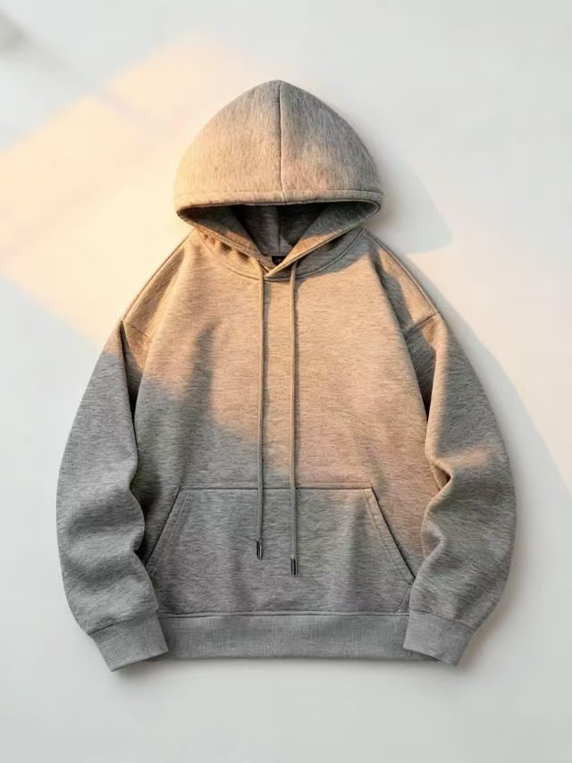 Men's Hoodies & Sweatshirts ACU Men's 330G Fleece Soft Hoodie Short Sleeve Sweatshirt Solid Color LOGO