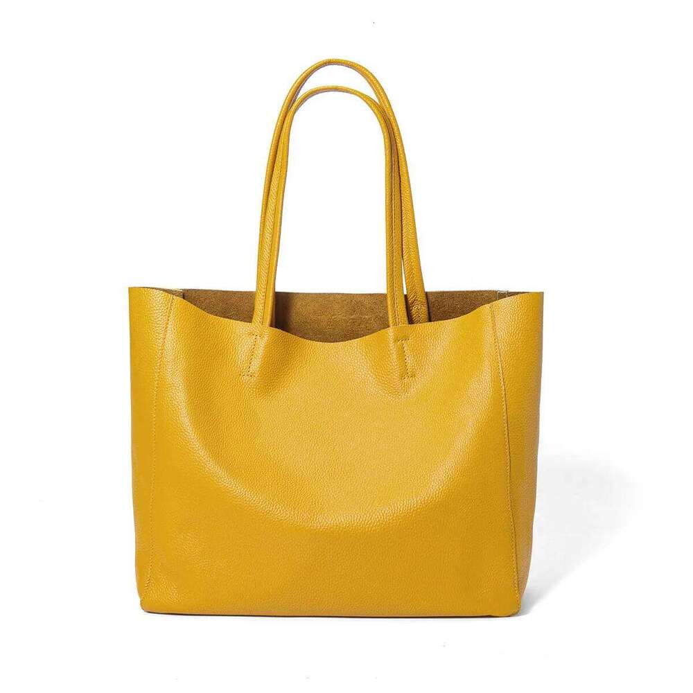 2025 New Women's Single Shoulder Top Layer Cowhide Handbag Simple Genuine Leather Large Capacity Commuter Tote Top-handle Bags