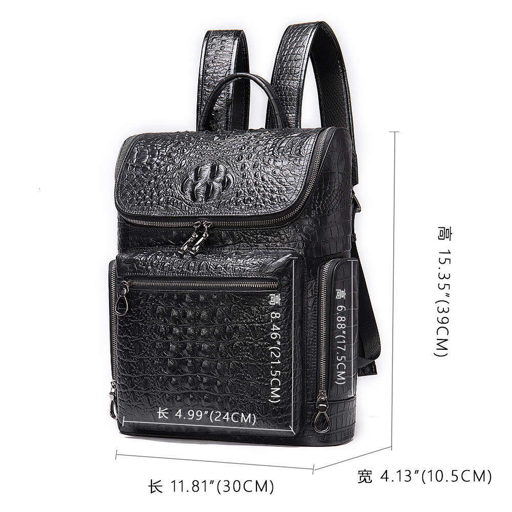 Border New Crocodile Pattern Genuine Leather Men S Bag Casual Fashion Trend Cowhide Travel Backpack High Quality